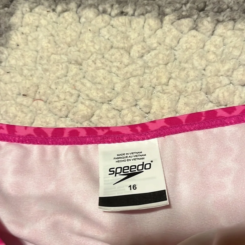 Speedo Size 16 Sporty Splice Pink Tropical Tankini Bikini